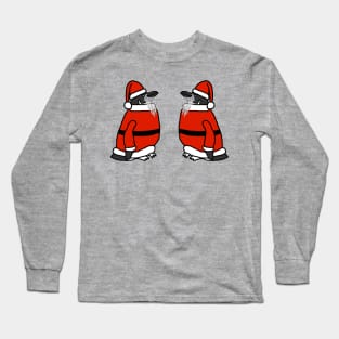 Two Cute Christmas Penguins Dressed as Santa Long Sleeve T-Shirt